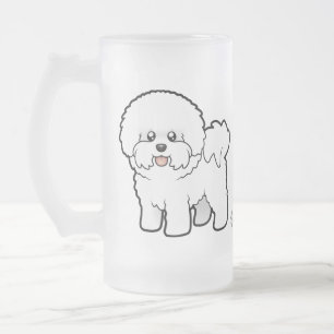 Cartoon Bichon Frise Frosted Glass Beer Mug