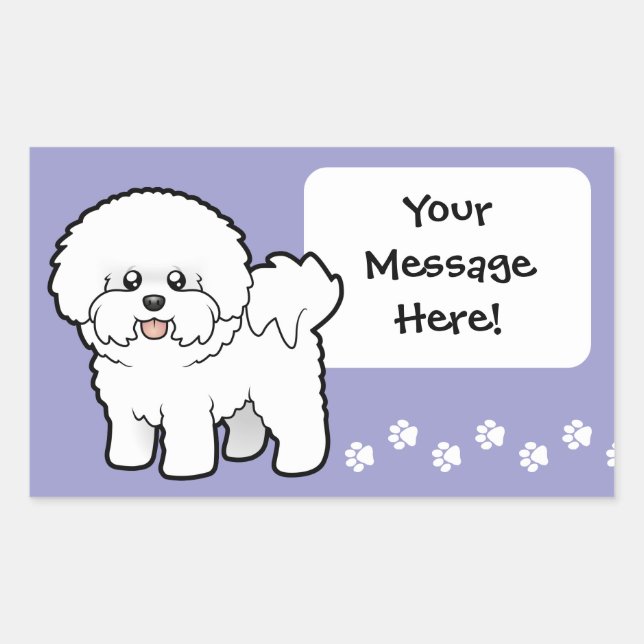 Cartoon Bichon Frise Rectangular Sticker (Front)