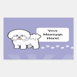 Cartoon Bichon Frise Rectangular Sticker