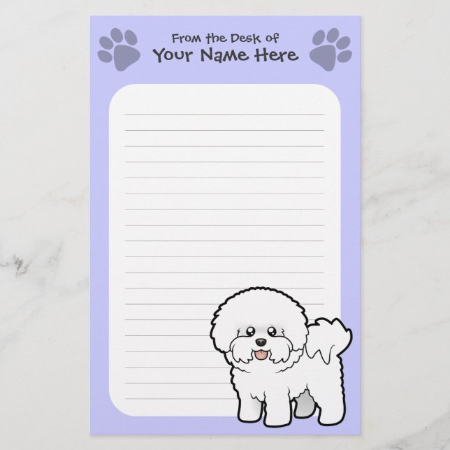 Cartoon Bichon Frise Stationery (Front)