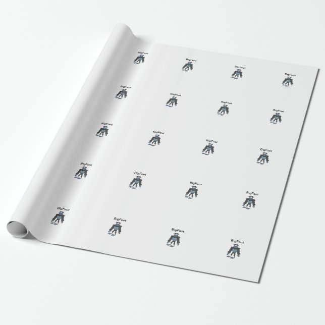 Cartoon Bigfoot Wrapping Paper (Unrolled)