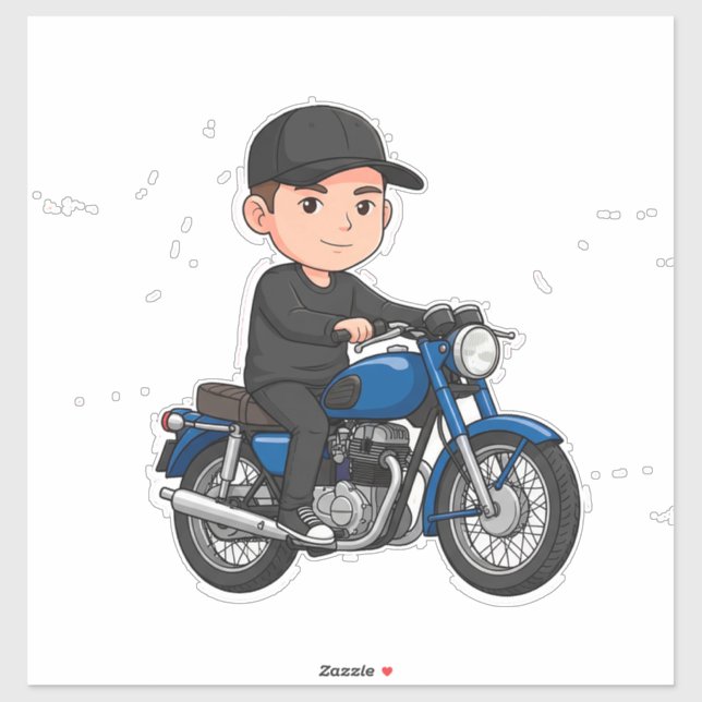 Cartoon Biker Riding a Motorcycle  (Sheet)