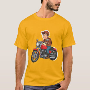 Cartoon Biker Riding a Motorcycle T-Shirt