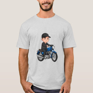 Cartoon Biker Riding a Motorcycle T-Shirt