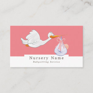 Cartoon Bird & Baby, Babysitter, Daycare, Nursery Business Card