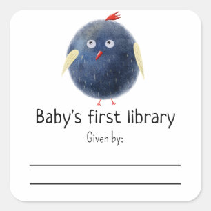 Cartoon bird - Baby's first library Square Sticker