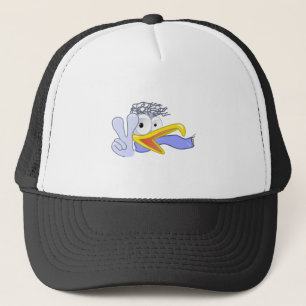 Cartoon Bird Flashing the Peace Sign Trucker Hat