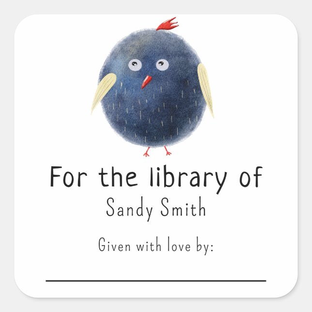 Cartoon bird - For the library of Square Sticker (Front)