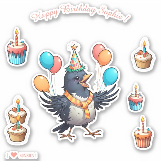 Cartoon Bird - Happy Birthday Personalised (Front)