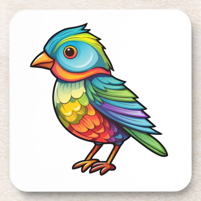 Cartoon bird illustration coaster (Front)
