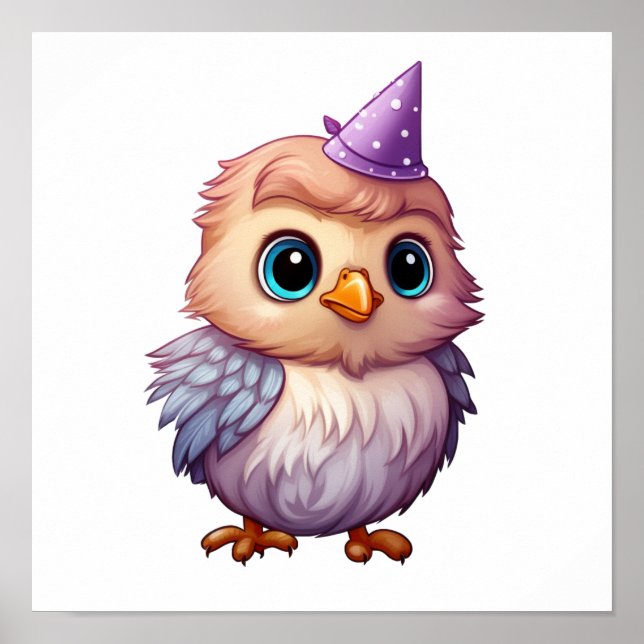 Cartoon bird illustration poster (Front)