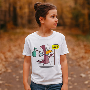 Cartoon Bird Travelling South T-Shirt