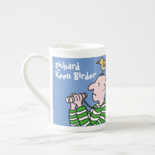 Cartoon Bird Watcher & Bird Bone China Mug