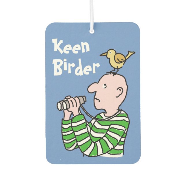 Cartoon Bird Watcher & Bird Car Air Freshener (Front)