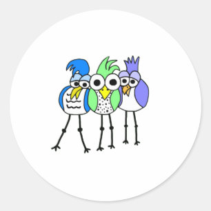 Cartoon Birds Classic Round Sticker