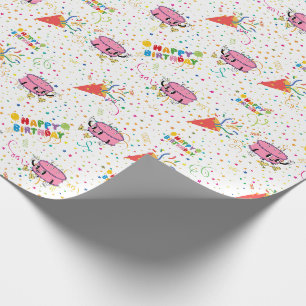 Cartoon Birthday Celebration Wrapping Paper