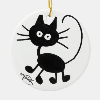 Cartoon Black Cat Ceramic Tree Decoration