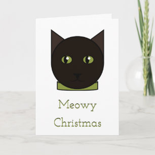 Cartoon Black Cat Christmas Card