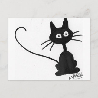 Cartoon Black Cat Postcard