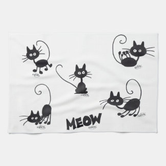 Cartoon Black Cat Tea Towel