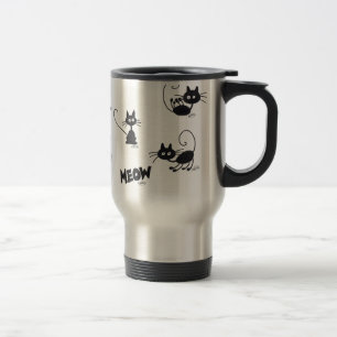 Cartoon Black Cat Travel Mug