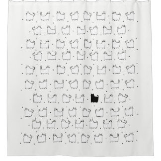 Cartoon Black Cat White Cats Shower Curtain