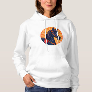 Cartoon Black Horse With Vibrant Background Hoodie