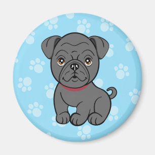 Cartoon Black Pug Magnet