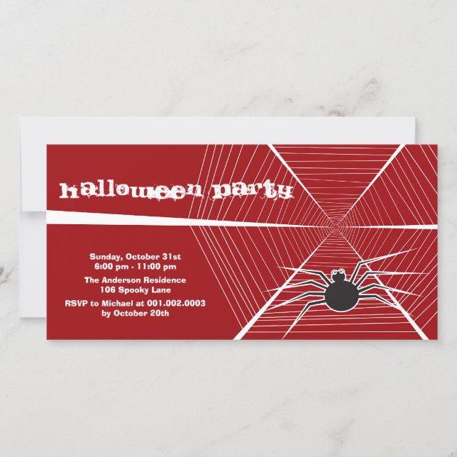 Cartoon Black Spider And Web Kid's Halloween Party (Front)