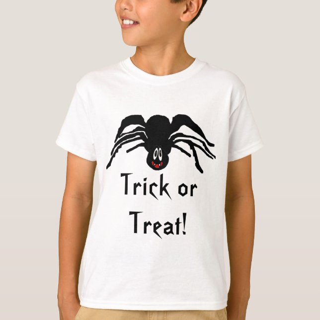 Cartoon Black Spider Halloween Black Widow Kids T-Shirt (Front)