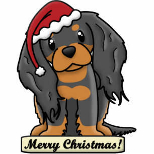 Cartoon Black & Tan Cavalier Christmas Ornament Photo Sculpture Decoration