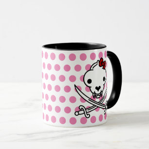 Cartoon Black White Jolly Kitty Pirate Skull Bones Mug
