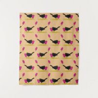 Cartoon Blackbird Eating A Ice Cream Pattern