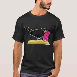 Cartoon Blackbird Eating An Ice Cream T-Shirt
