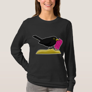 Cartoon Blackbird Eating An Ice Cream T-Shirt