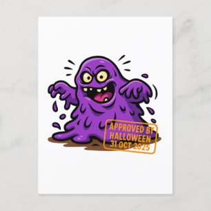 Cartoon Blob – Approved by Halloween Holiday Postcard