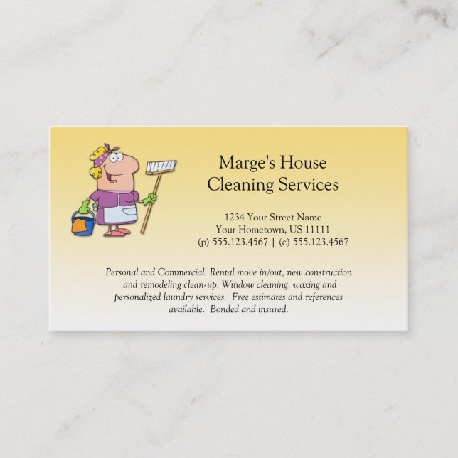 Cartoon Blonde House Cleaning Lady Loyalty Busines (Front)