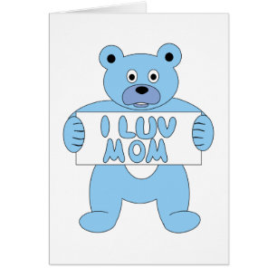Cartoon Blue Bear I Luv Mum (I Love Mum)