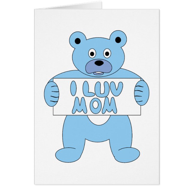 Cartoon Blue Bear I Luv Mum (I Love Mum) (Front)