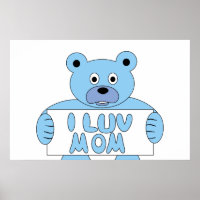 Cartoon Blue Bear I Luv Mum (I Love Mum)