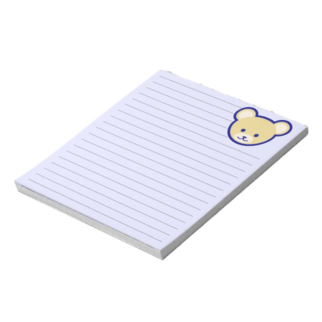 Cartoon Blue Beige Teddy Bear Cute Art Notepad (Rotated)