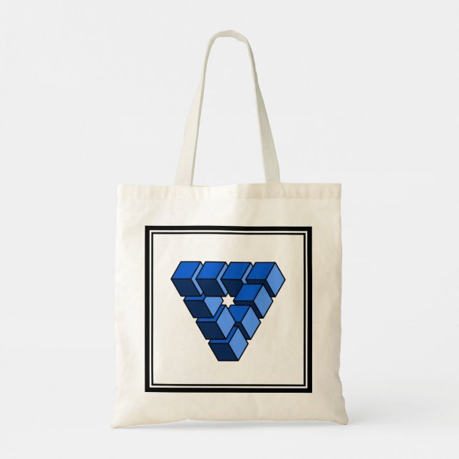 Cartoon Blue Black Toy Blocks Triangle Graphic Tot Tote Bag (Back)