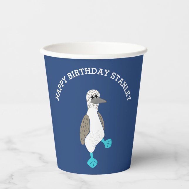 Cartoon Blue-Footed Booby Bird Party Paper Cups (Front)