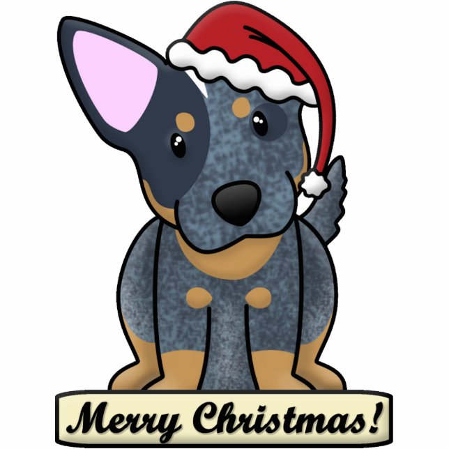Cartoon Blue Heeler Christmas Ornament Photo Sculpture Decoration (Front)