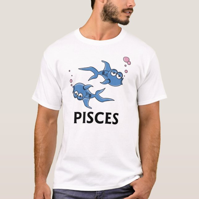Cartoon Blue Pisces Fish T-Shirt (Front)