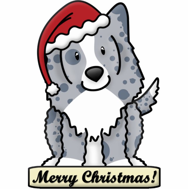 Cartoon Blue Sheltie Christmas Ornament Photo Sculpture Decoration (Front)