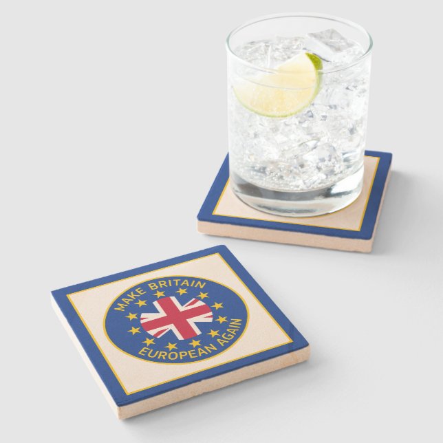 Cartoon Blue Yellow European Union Brexit Funny Stone Coaster (Side)