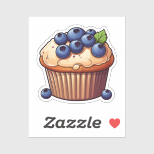 Cartoon blueberry cupcake