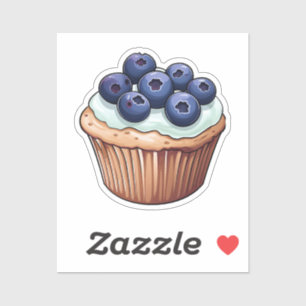 Cartoon blueberry cupcake