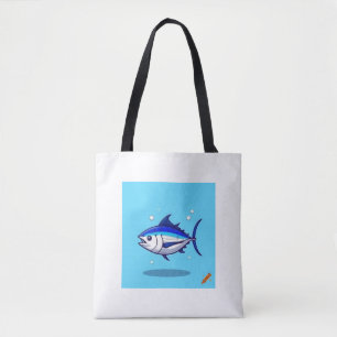 "Cartoon Bluefin Tuna Tote Bag - Fun Ocean-Inspire